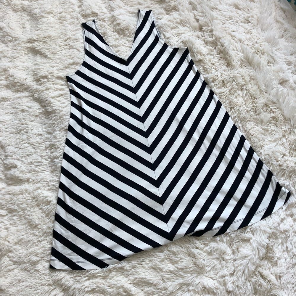 Loft Swing Dress in chevron blue and ivory